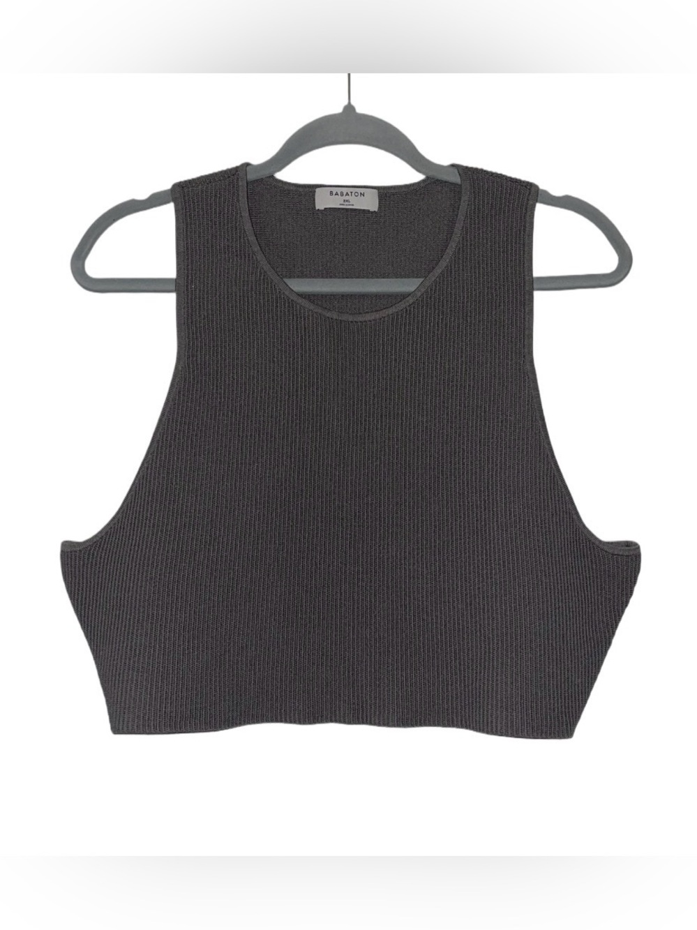 ARITZIA Babaton Charcoal Sculpted Ribbed Cropped Tank